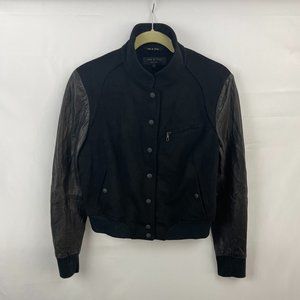 Rag & Bone Leather Black Bomber Jacket Size 8